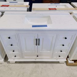 48 in. W x 22 in. D in White Single Bath Vanity with Marble Top in White  $739 
