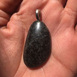 Large Siberian Black Jade Cabochon Pendant 