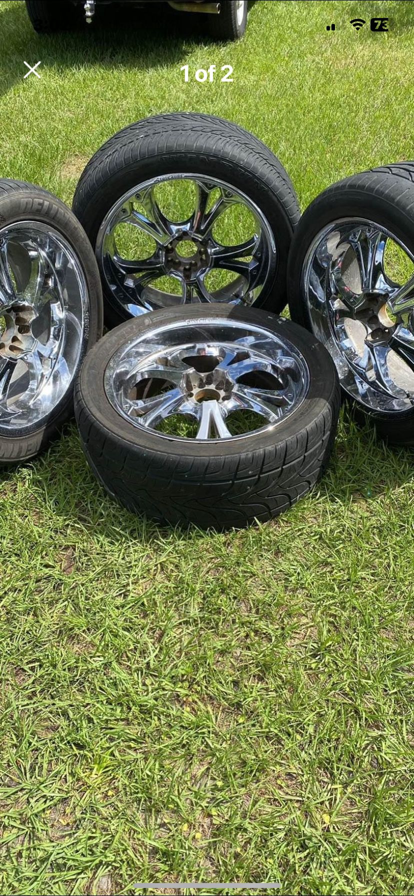 22 inch chrome wheels no center cap needs a couple tires $400 or best offer