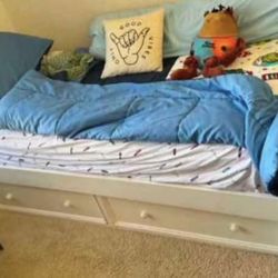 Twin bed frame with drawers