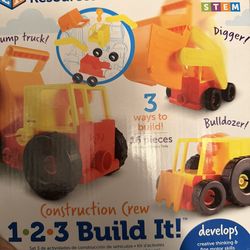 Learning Resources 1-2-3 Build It! Construction Crew & Car Plane Boat STEM Toys 2+