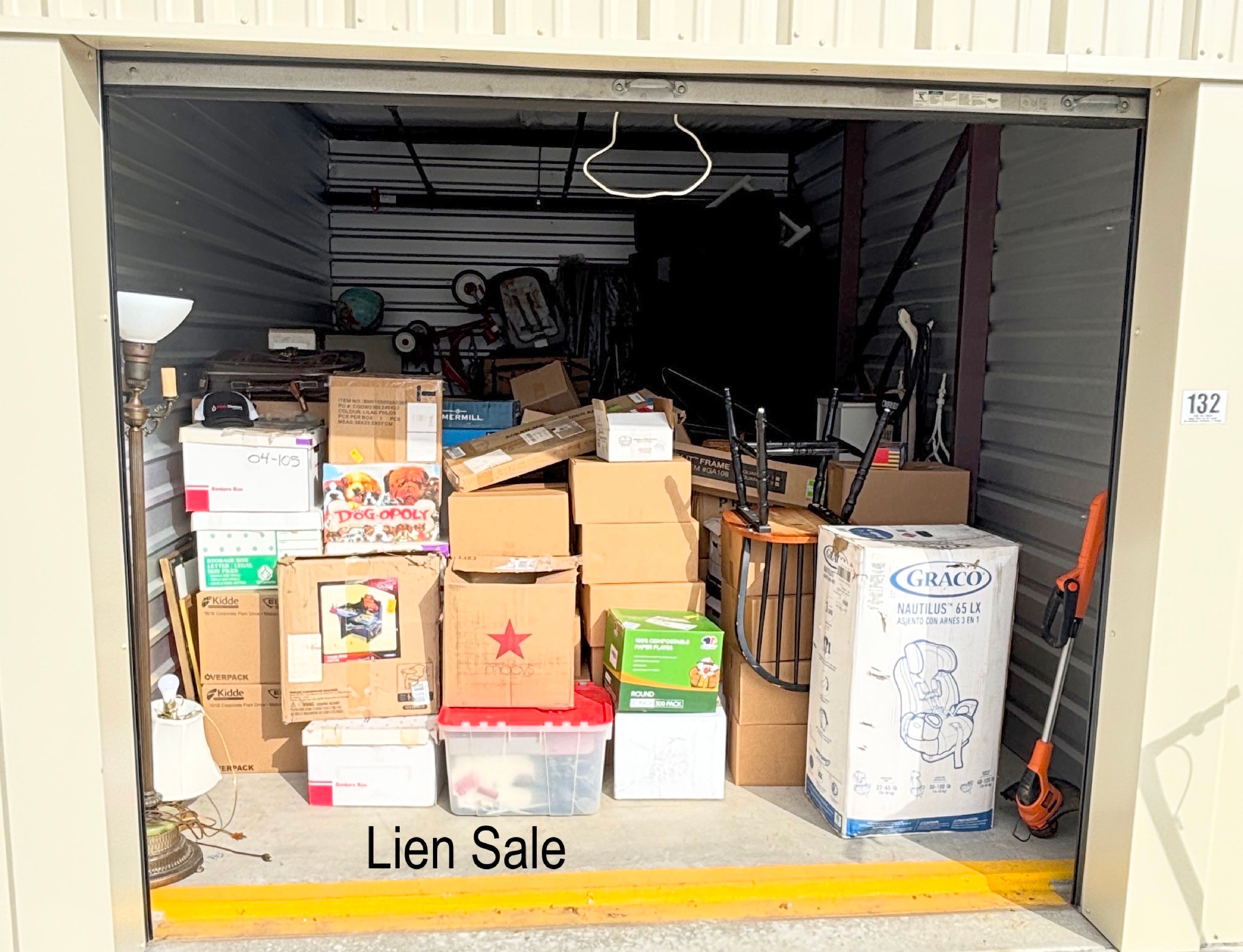 Lien Sale Auction Unit 132 12/10 - Furniture, Tools, Baby Gear, 20+ Boxes