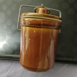 Brown Pottery Cheese Or Butter Crock