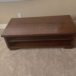 Solid Wood Pottery Barn Coffee Table With 2 Shelves 