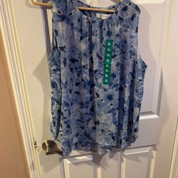 Blue Shirt With Flowers 