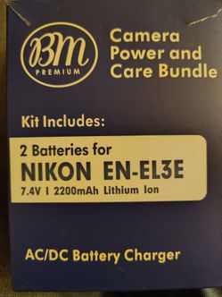 Battery charger and two batteries for Nikon en-el3e