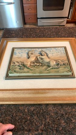 Beautiful Vintage Wild Horse Relief Art Piece By Creatinine Artistiche Made In Italy 