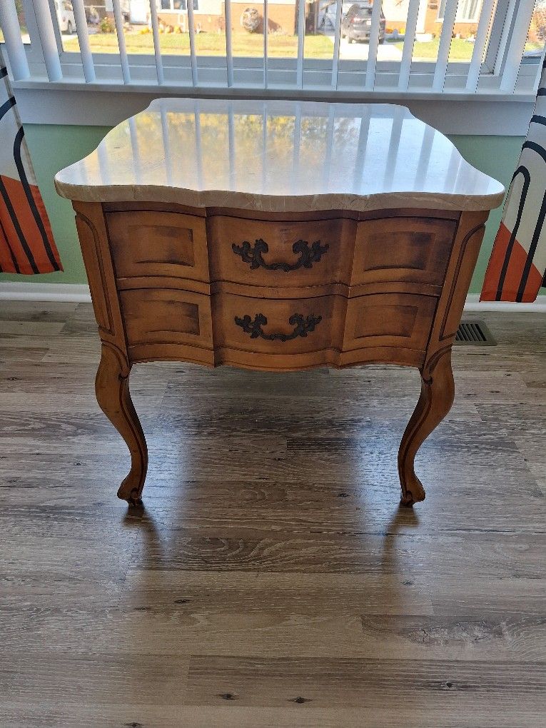 REAL MARBLE TOP SET OF 3 TABLES FRENCH COUNTRY EXCELLENT 