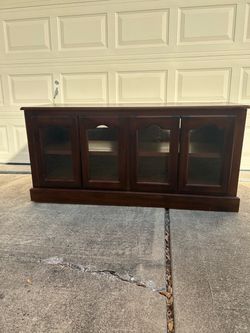 Vintage TV Stand Entertainment Center Solid Wood Maple Finish