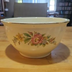 Vintage Homer Laughlin Kitchen Kraft Large 10" Floral Spring Wreath Mixing Bowl