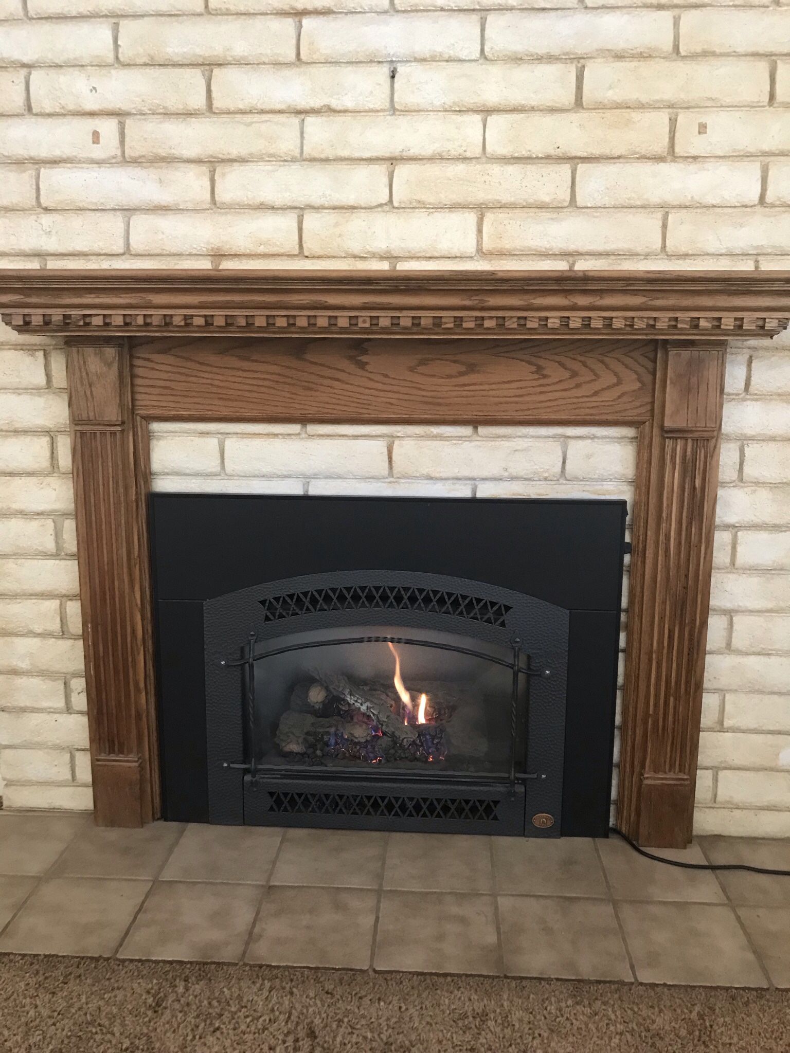 Gas Fireplace Insert With Fan. Thermostat Controlled. 