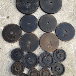 Standard weights about 157lbs of weights solid weights 