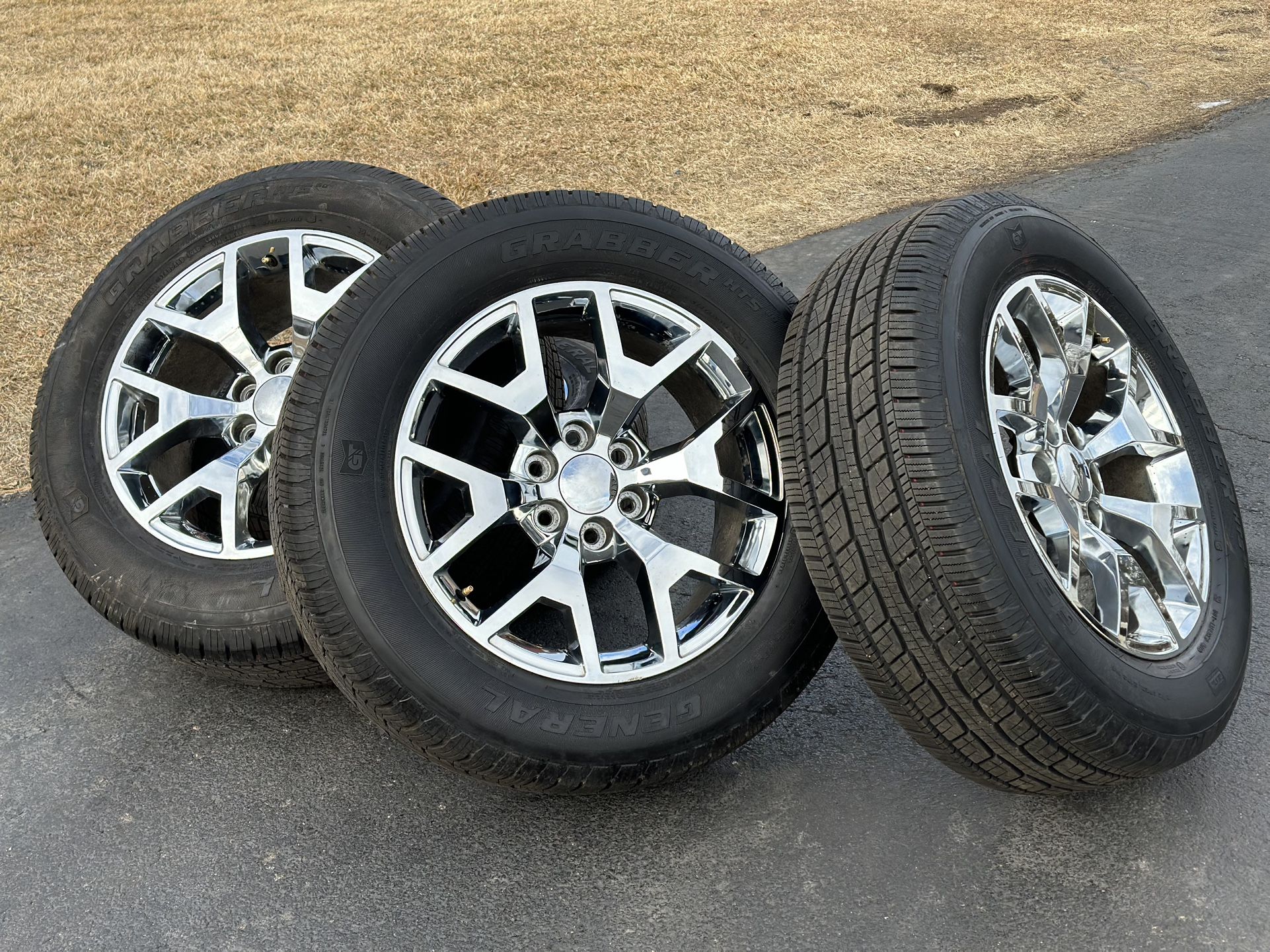 Chrome 20" GMC Sierra 1500 Honeycomb wheels 6x5.5 rims 275/60R20 tires Yukon Tahoe Silverado Escalade Suburban