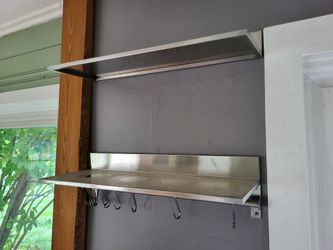 Stainless Steel Wall Shelves, Set of 2, Used Good