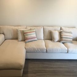 Living Spaces Duck Feather & Down Sectional Sofa With Chaise