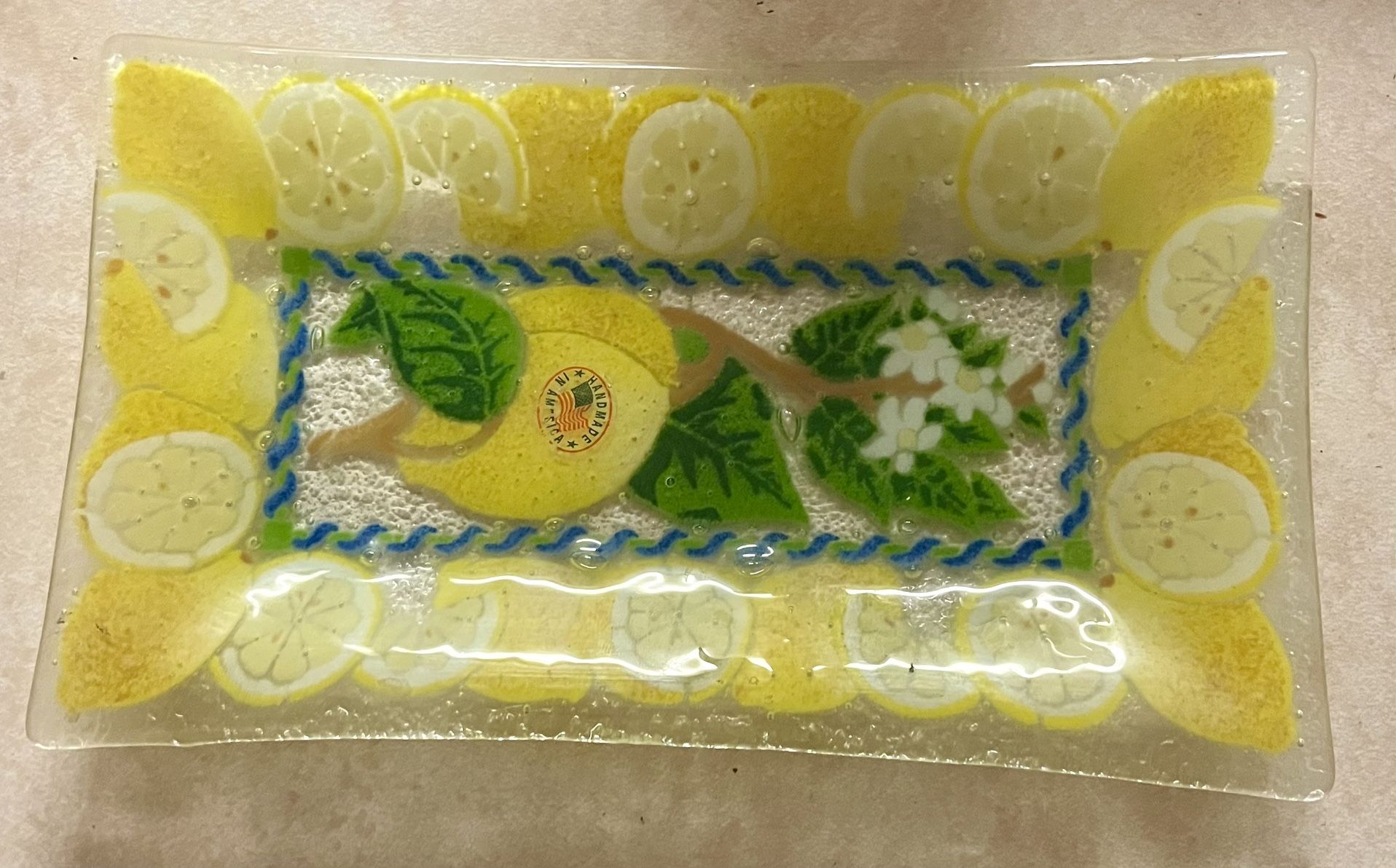 Peggy Karr Fused Glass Lemon Tray