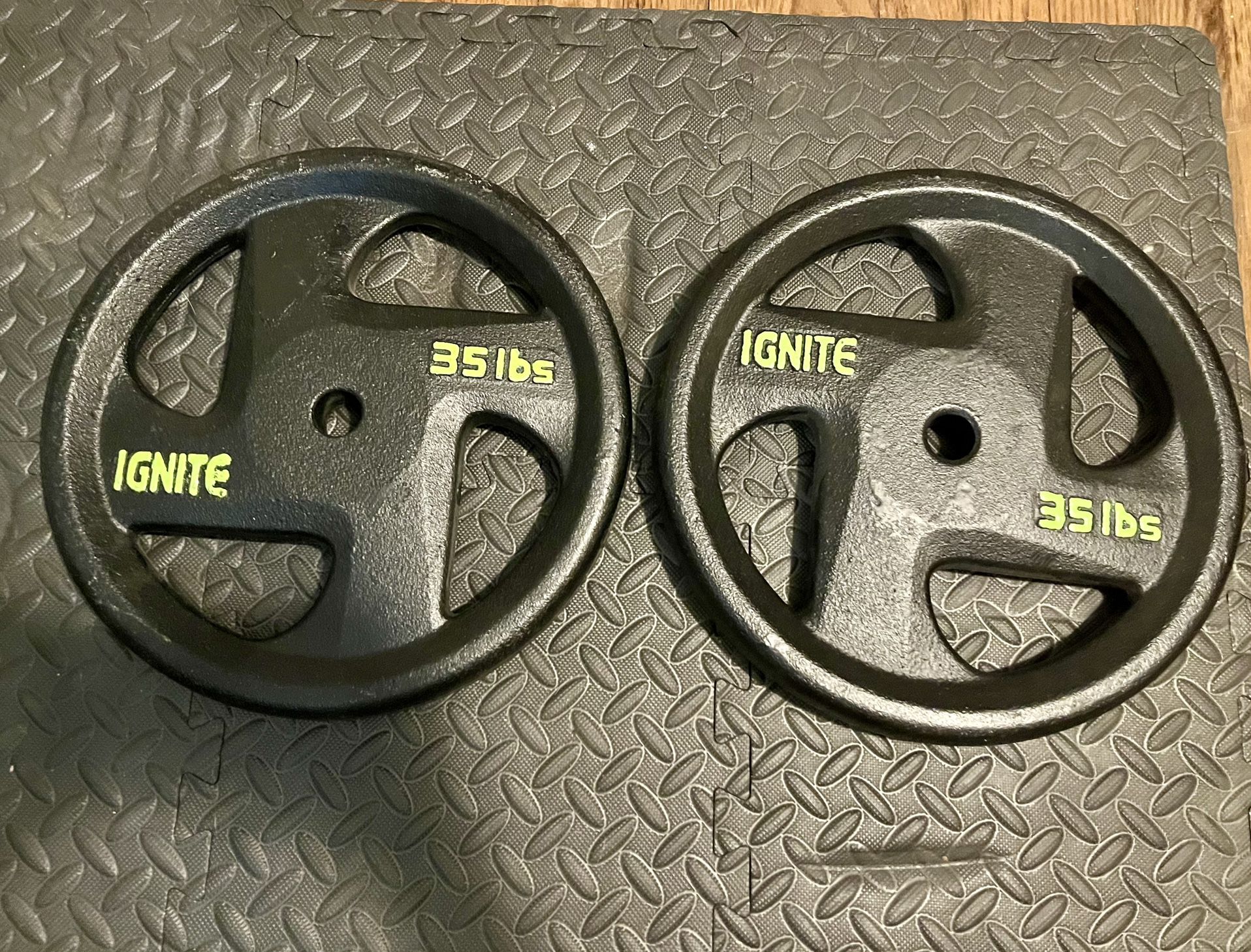 Set Of 2, 35 Lb Cast Iron Barbells 