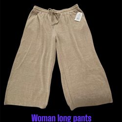 Women’s Long Wide Leg Pants/ Color: Beige/ Time &Tru/ Size: L