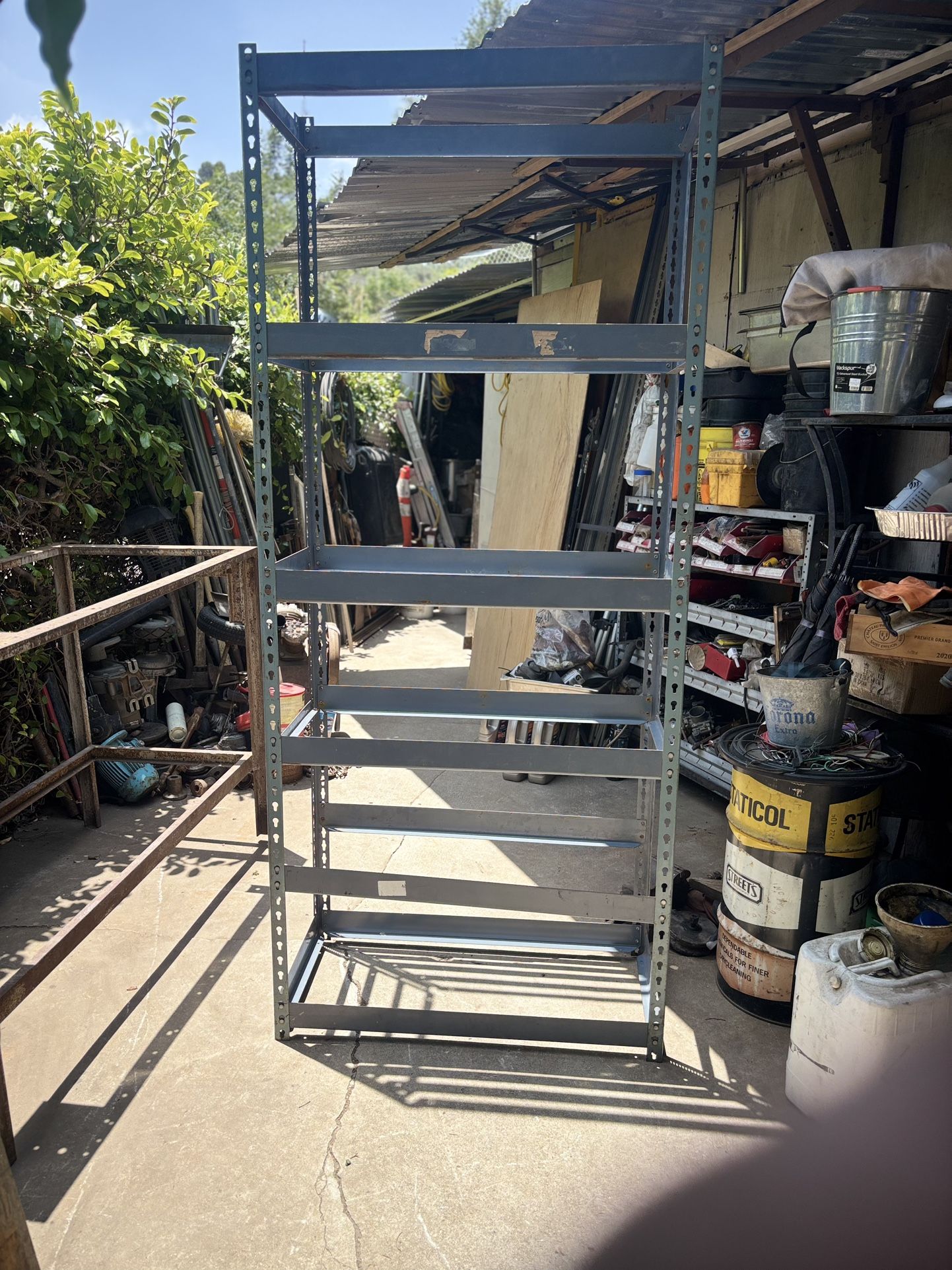 multi-shelf metal shelving unit
