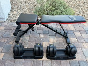 Adjustable Dumbbell Set (15–55 lb Pair) + LINODI Adjustable Weight Bench – Moving Sale