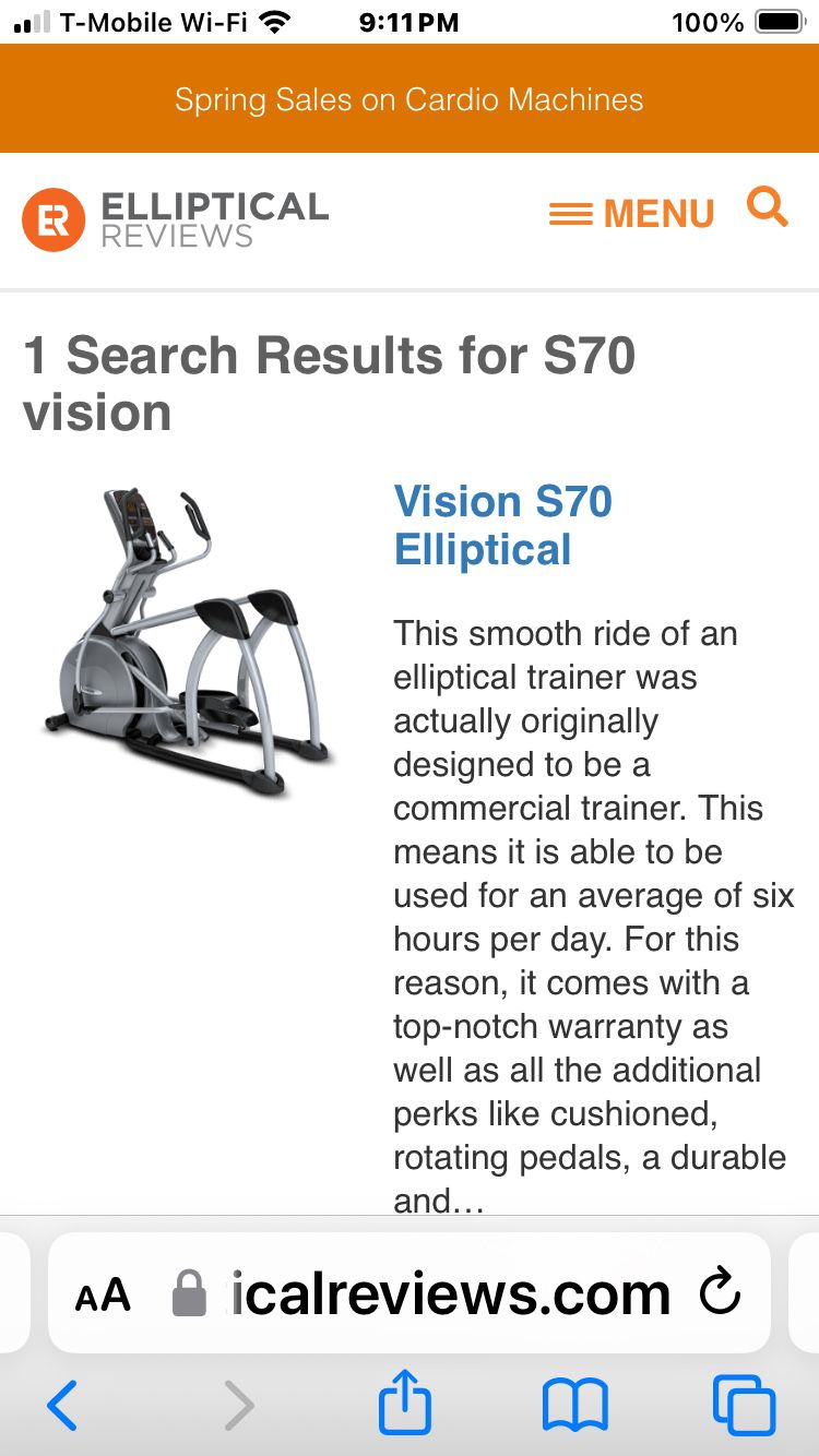 Vision Fitness S70 Elliptical Trainer Mint Condition!