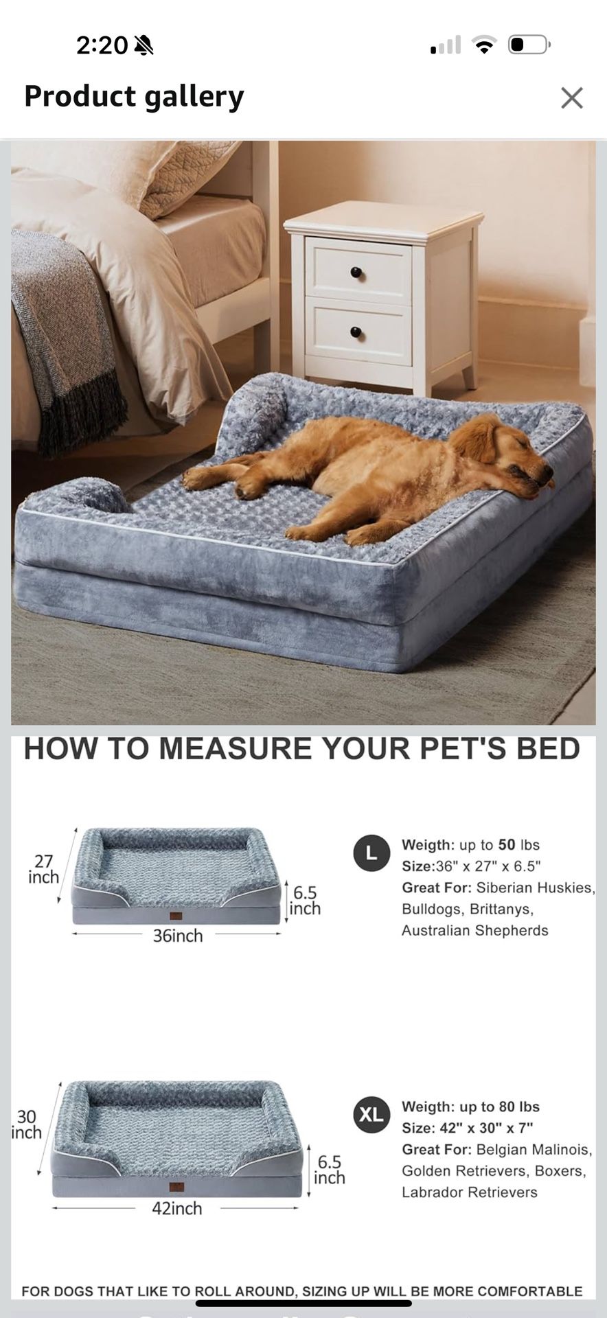 SIZE XL, WNPETHOME Dog Beds for Large Sized Dogs, Washable Orthopedic Dog Couch Sofa Bed with Waterproof Lining & Non-Skid Bottom for Pet Sleeping