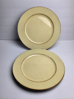 Charger Plates 13" Rustic Distressed Creamy Yellow ~ Pre-owned ~ Set of 6