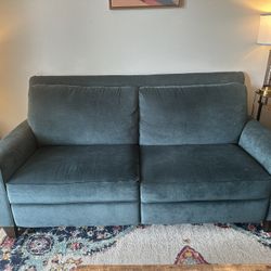 Blue Couch With Side Chair. Used/Light Wear. Partial Recliner. 