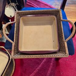 Pampered chef Square Baking Stone W/basket 