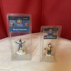 New Vintage Lemax Christmas Village Figures Best Friends And Frolic In The Snow