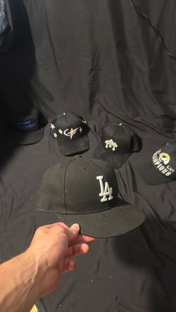 LA Dodgers Black Fitted Hat size 7 1/2