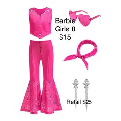 Barbie Pink Cowgirl Girls Costume 8 Birthday Party / Traje de Vaquera Barbie Color Rosa Niña 8 