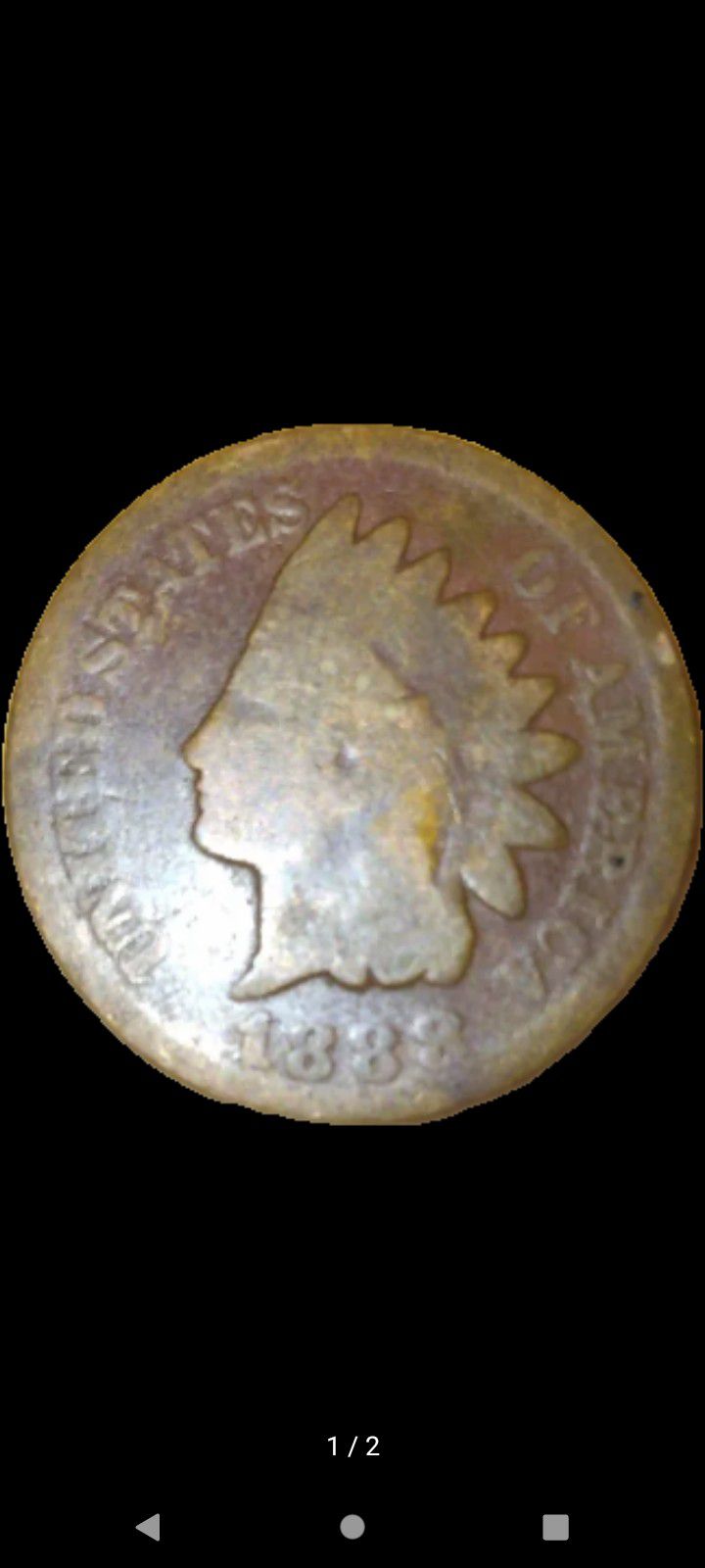 1888 Indian Head Penny Error Stamped Over 1887