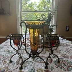 Iron And Glass Candle Holders