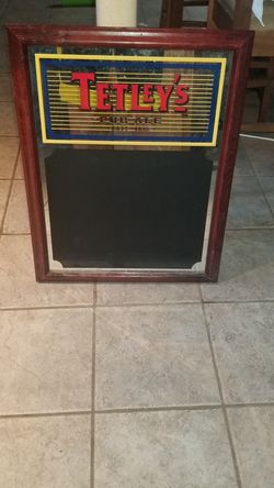 Tetley's English ale sign man cave pub bar mirror chalkboard Signage
