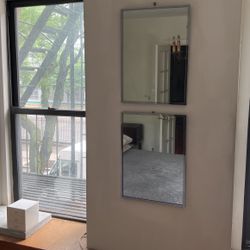 Vintage Chrome Framed Midcentury Mirrors (a Pair) 