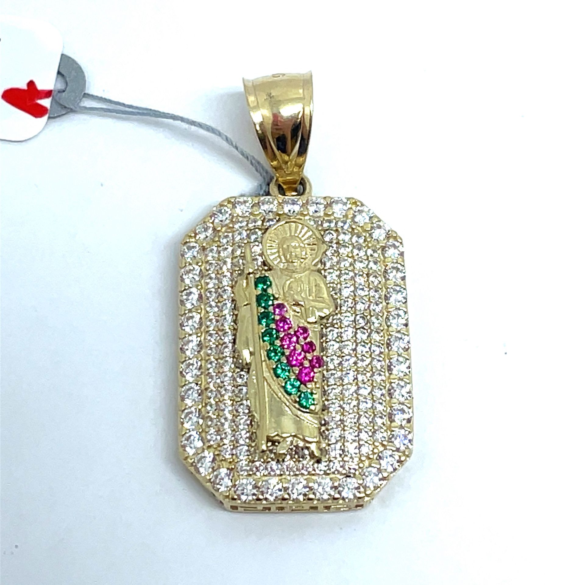 14Kt Yellow Gold CZ San Judas Pendant 6.60g 200193/11
