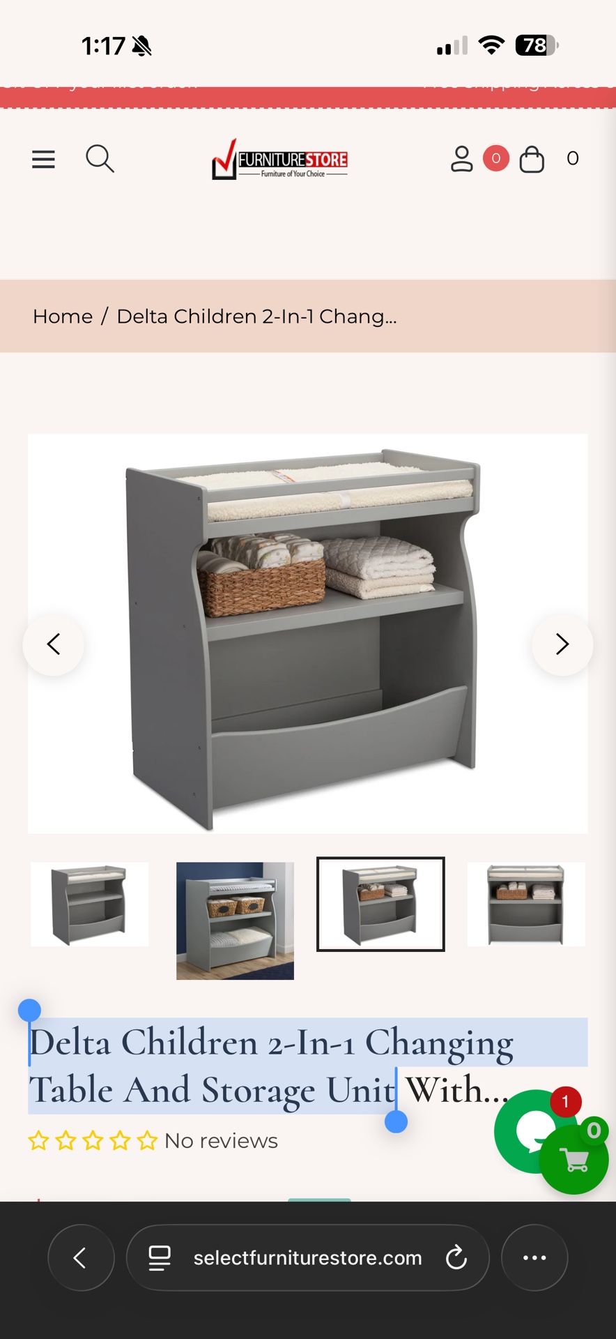 Delta Children 2-In-1 Changing Table And Storage Unit