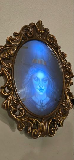 Gemmy Animated Haunted Witch Mirror Halloween Prop - Spooky Sound & Light