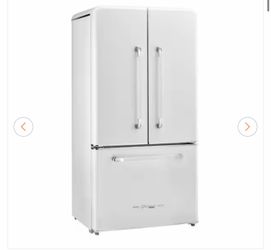 Classic Retro 36 in 21.4 cu. ft. 3-door French Door Refrigerator with Ice Maker in Marshmallow White, Counter Depth