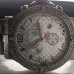 Joe rodeo phantom JPTM16 men’s diamond watch  Swiss quartz Stainless steel, diamonds 47mm case size Dashes and Arabic at 12, 3, 6, and 9 o’clock Displ