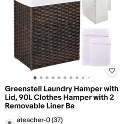 **Reduced.!!***Brown Wicker Style Clothes Hamper NEW