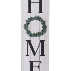 SalonMore Entryway Wall Hanging Home Sign with Wreath Decor, Wood House Wall Decor for Living Room