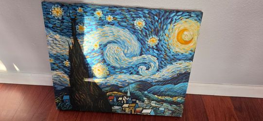 Hand-Painted Starry Night Oil Painting (20x24) – Thick Texture/Impasto