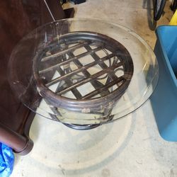 Glass Top Bamboo Table 