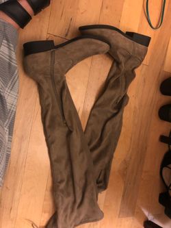 beige suede Thigh High boots women’s size 8