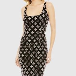 MAC DUGGAL- NEW Women’s Beaded Black Dress with Red Accents-Size 6