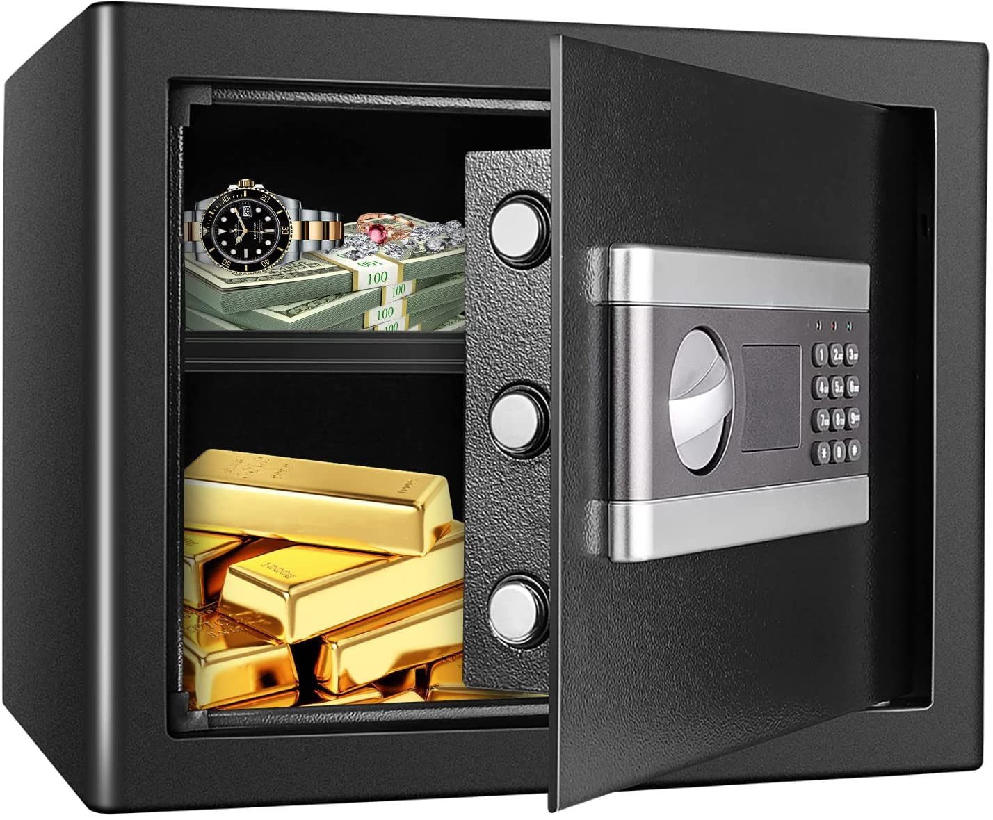 Fireproof Safe Small Safe 1.0Cub Safe Box for Home with Lock Box Money Box(Black)/Fireproof Bag(2012℉),Safe Box Fireproof Waterproof for Pis (Home Imp