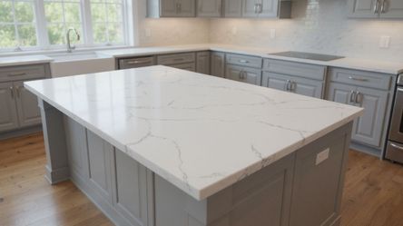 Warehouse Direct SALE Prefab quartz full slab countertop-Calacatte River