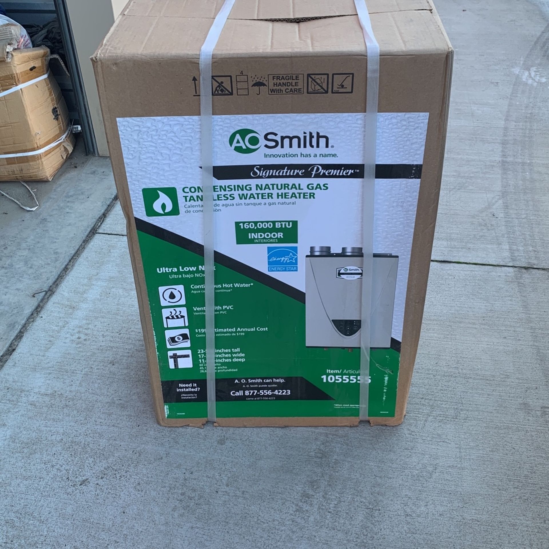 A O. Smith 1055555 Tankless Water Heater/Boiler - Beige NEW in Box GT15-240-NI